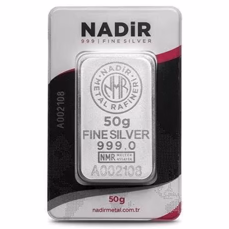 Nadir 50 gr 999.0 24 Ayar Külçe Gümüş